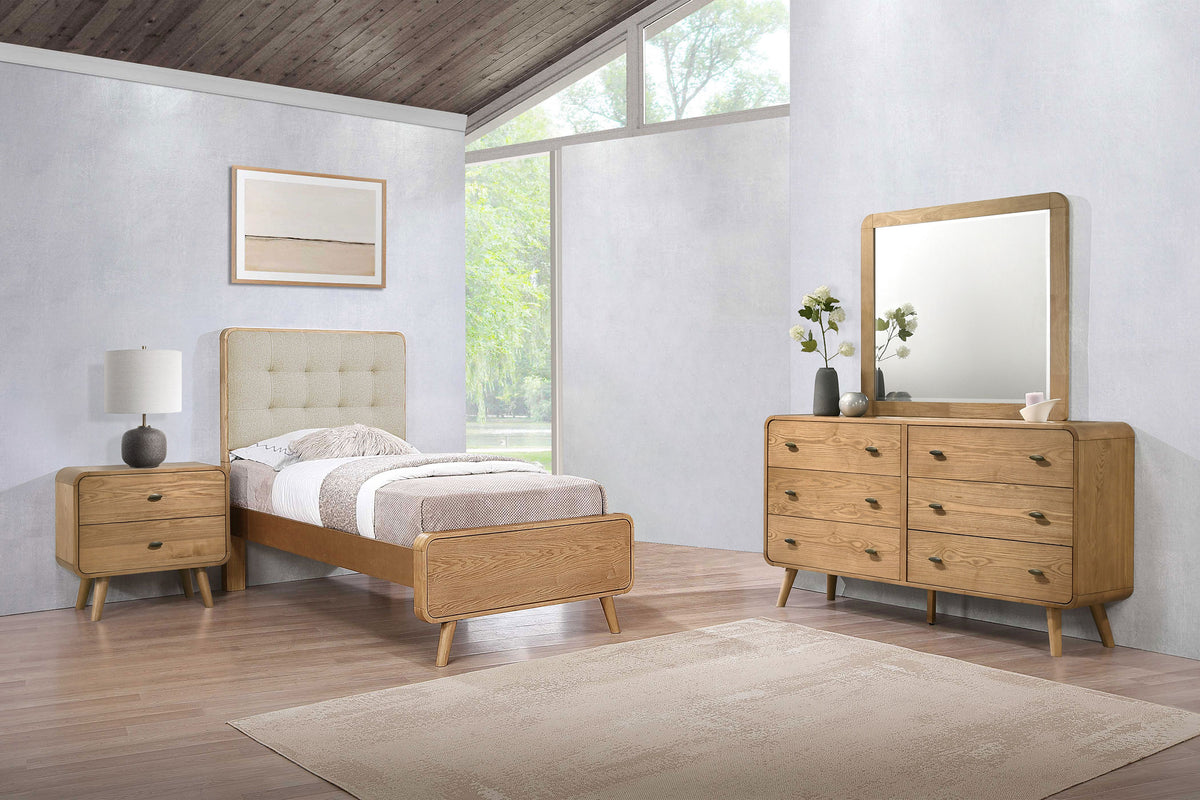 Robyn 4-piece Twin Mid-Century Modern Bedroom Set Light Ash