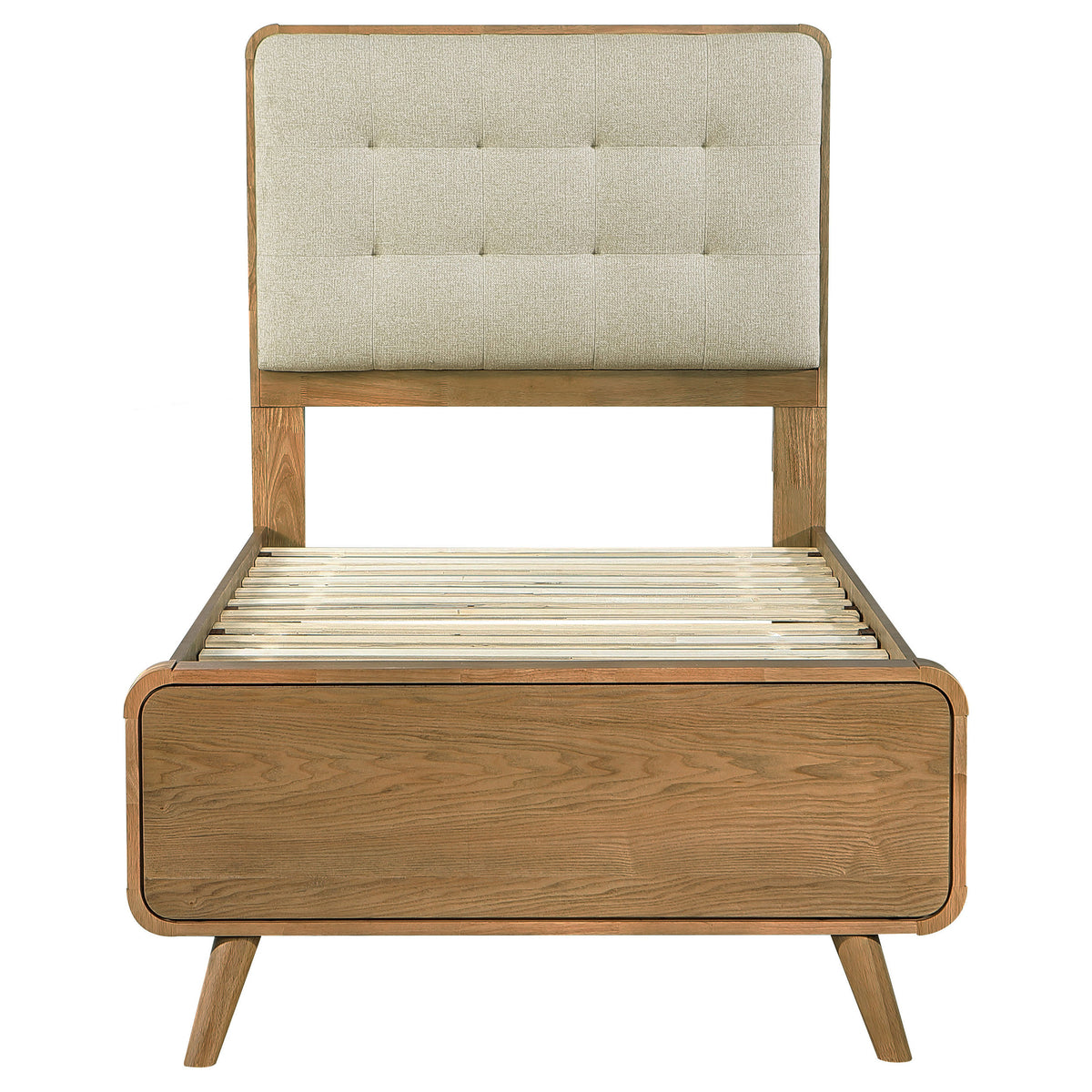 Robyn Upholstered Tufted Platform Bed Twin Light Ash