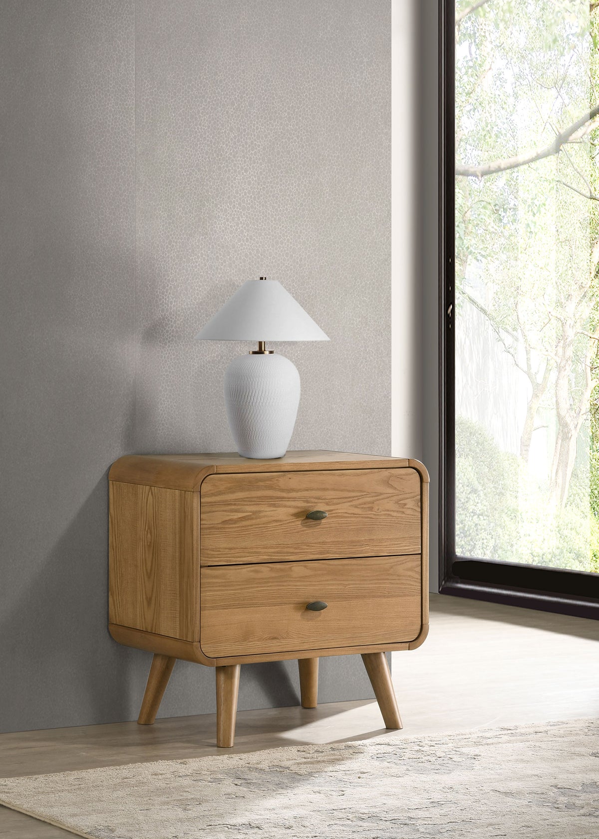 Robyn 2-drawer Nightstand with USB Ports Light Ash