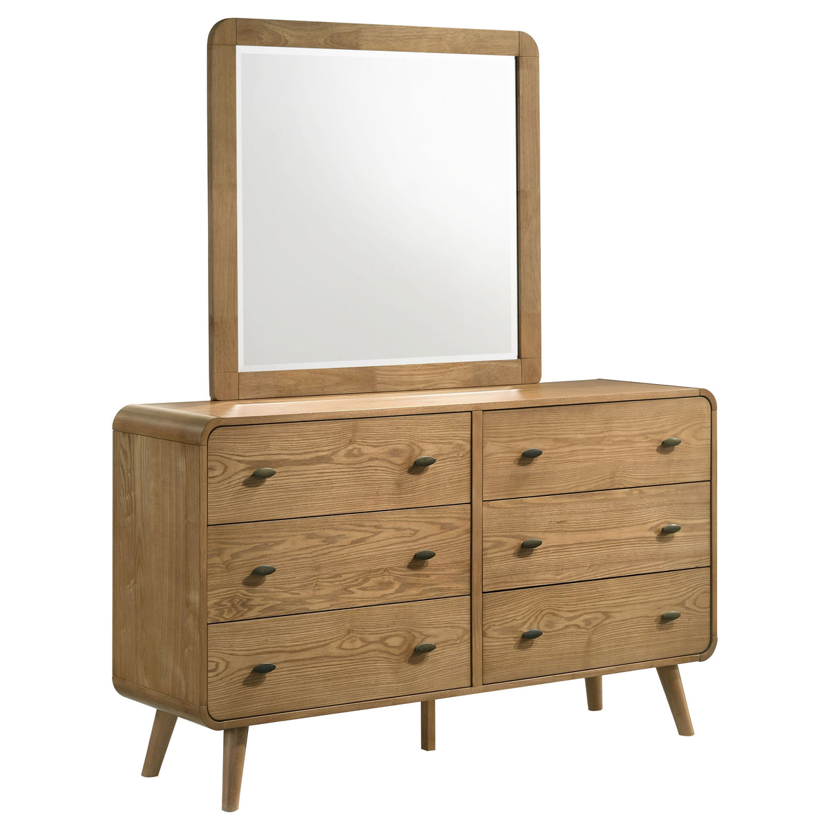 Robyn 6-drawer Dresser with Mirror Light Ash