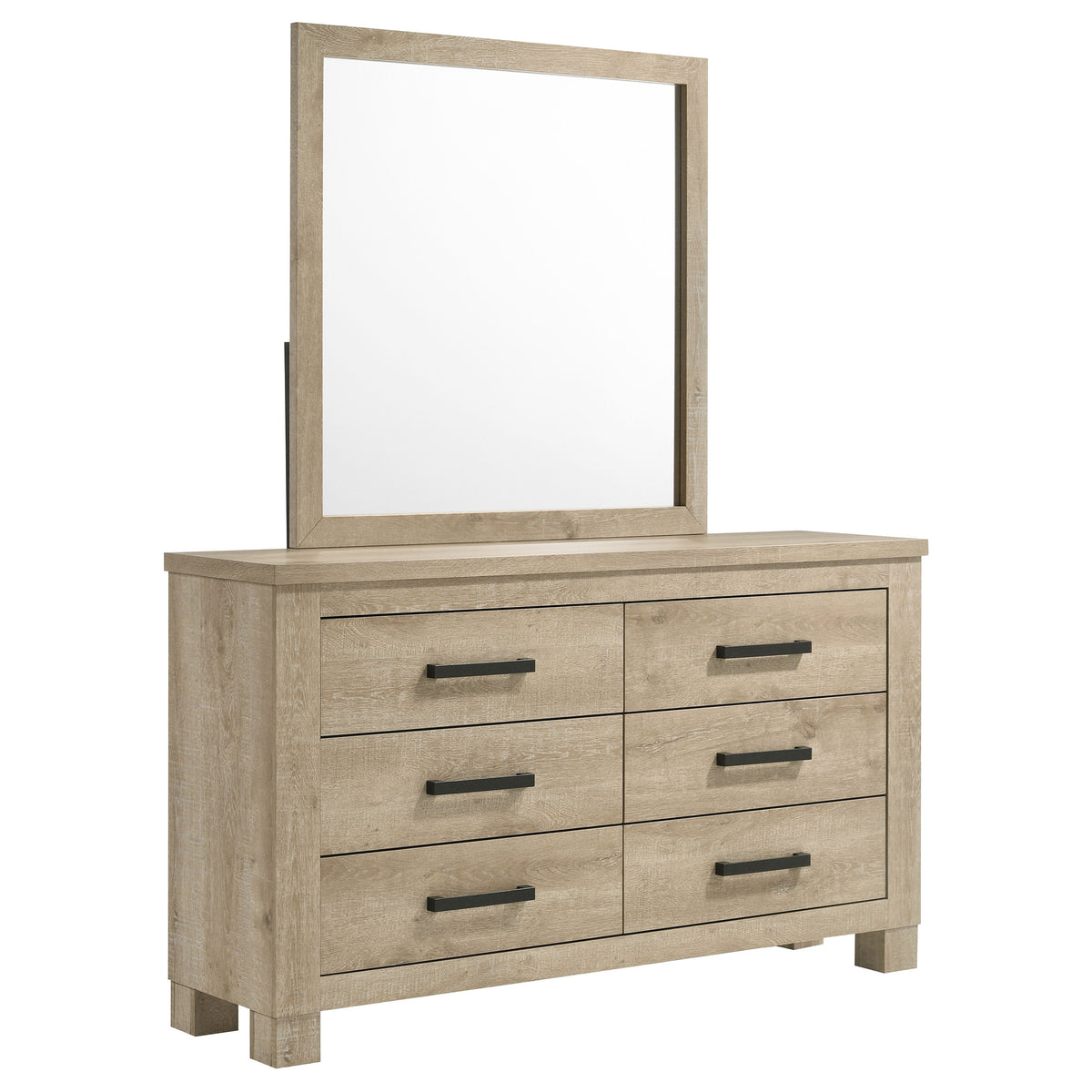Oakglen 6-drawer Dresser with Mirror Weathered Oak