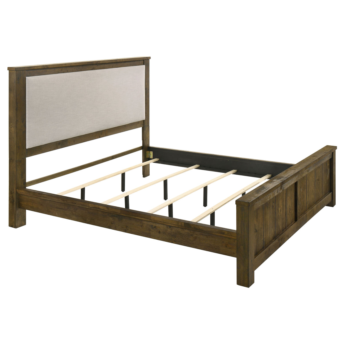 Doherty 5-piece Eastern King Bedroom Set with Upholstered Panel Bed Rustic Golden Brown