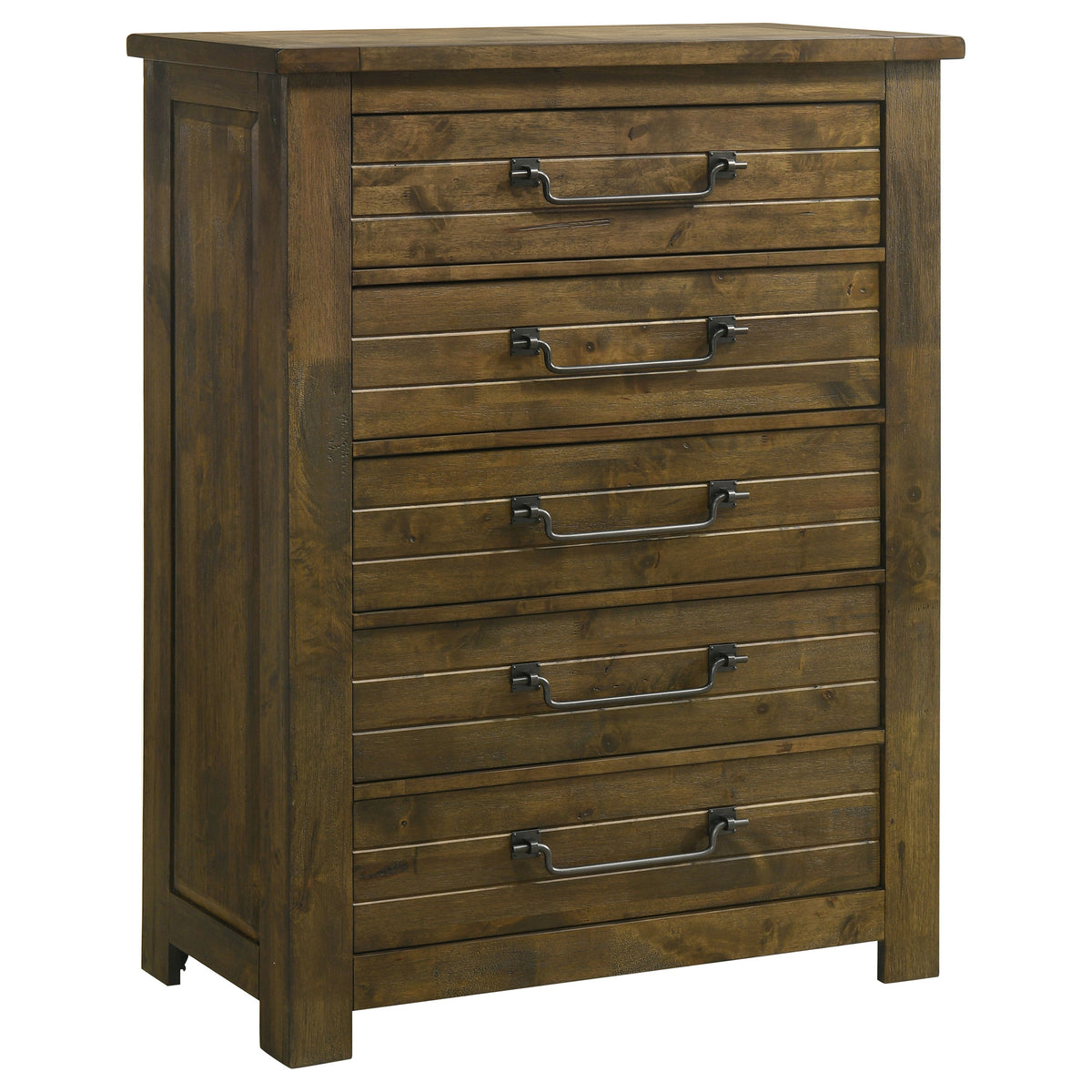 Doherty 5-piece Eastern King Bedroom Set with Upholstered Panel Bed Rustic Golden Brown