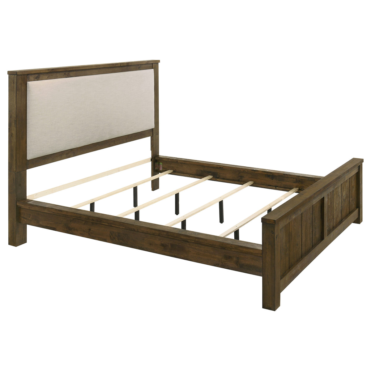 Doherty Upholstered Panel Bed California King Rustic Golden Brown and Light Brown