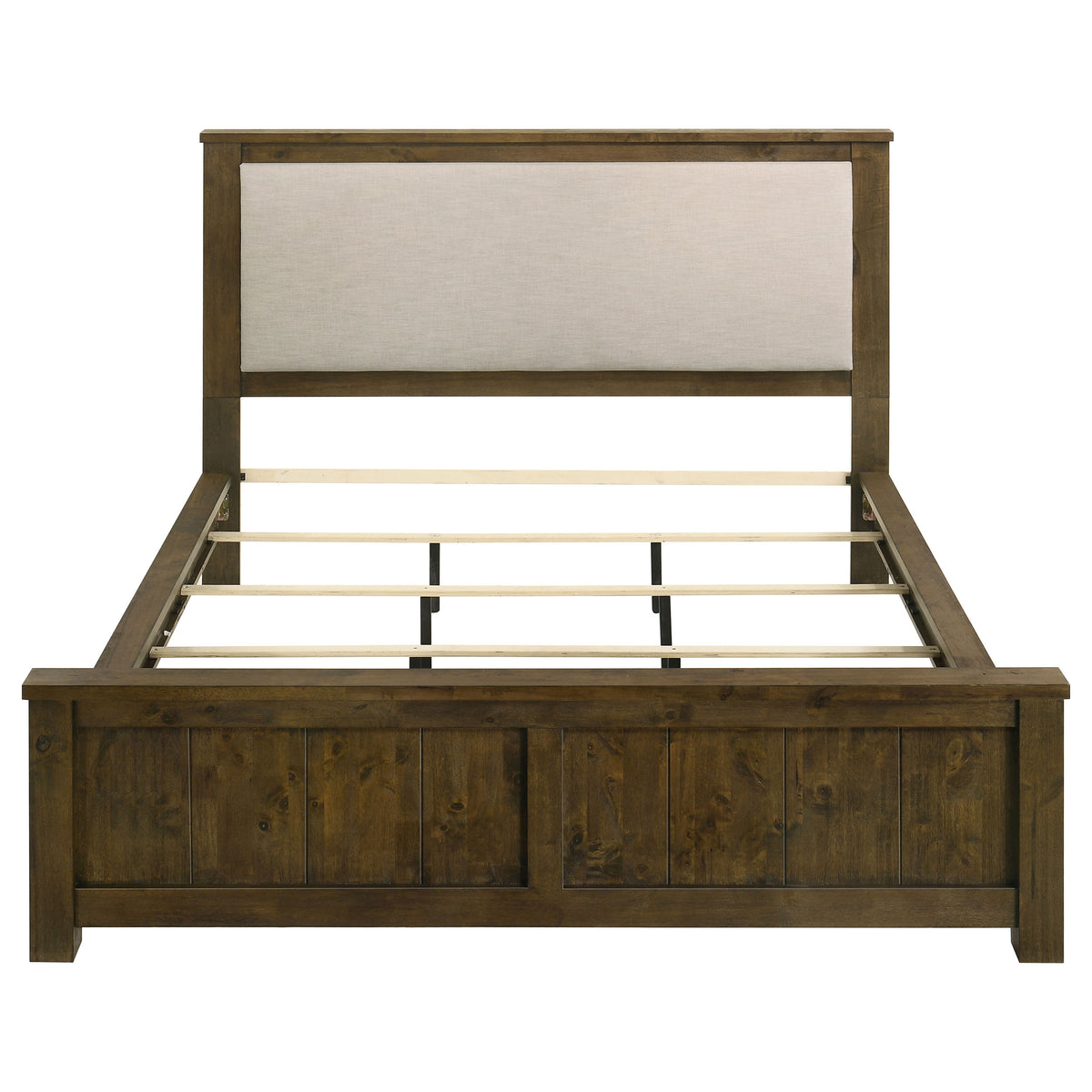 Doherty Upholstered Panel Bed California King Rustic Golden Brown and Light Brown