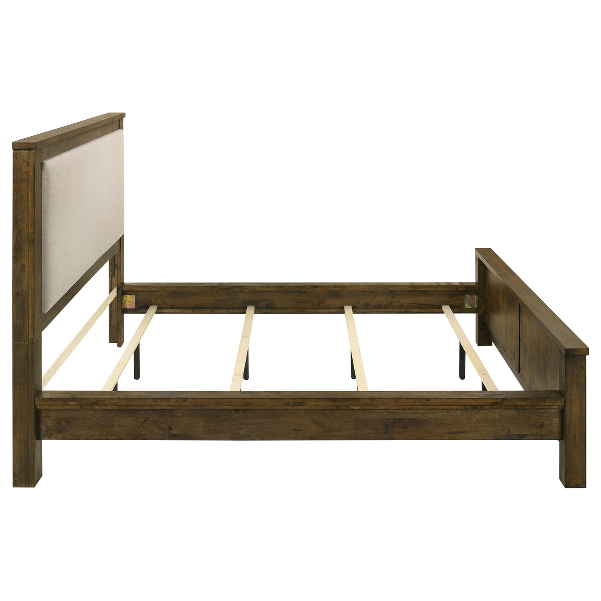 Doherty Upholstered Panel Bed California King Rustic Golden Brown and Light Brown