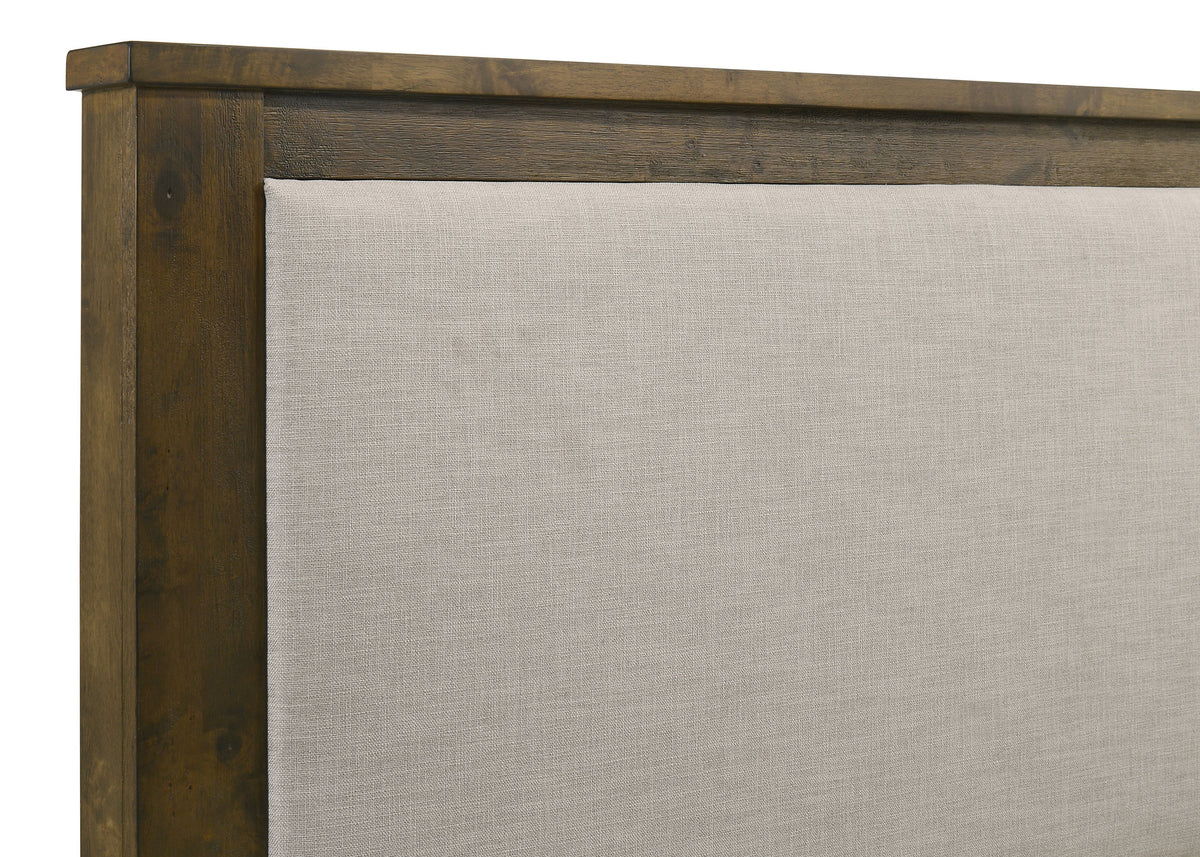 Doherty Upholstered Panel Bed California King Rustic Golden Brown and Light Brown