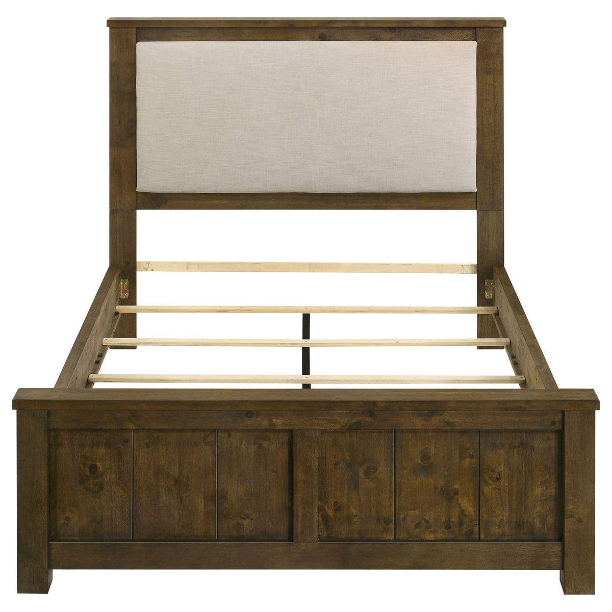 Doherty Upholstered Panel Bed Queen Rustic Golden Brown and Light Brown