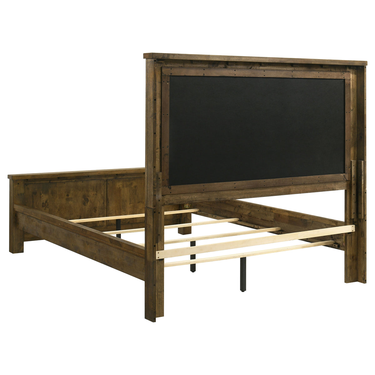Doherty Upholstered Panel Bed Queen Rustic Golden Brown and Light Brown