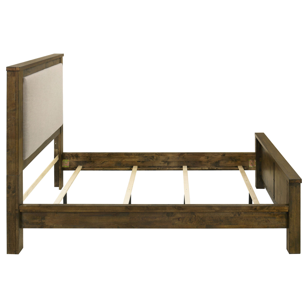 Doherty Upholstered Panel Bed Queen Rustic Golden Brown and Light Brown