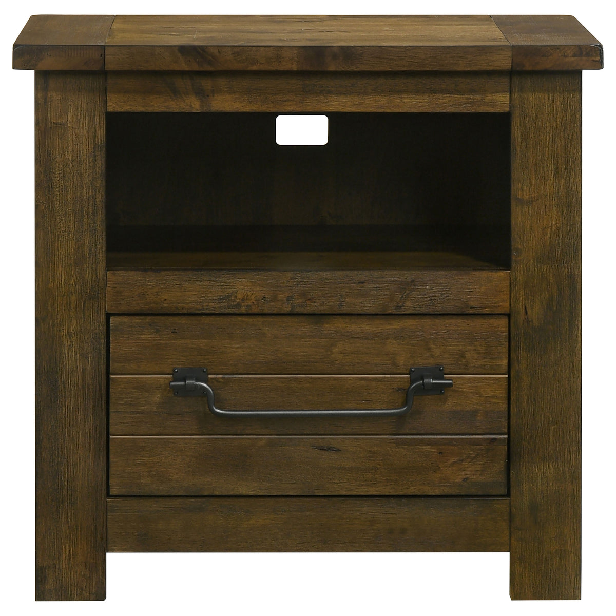 Doherty 1-drawer Nightstand with Open Cubby Rustic Golden Brown