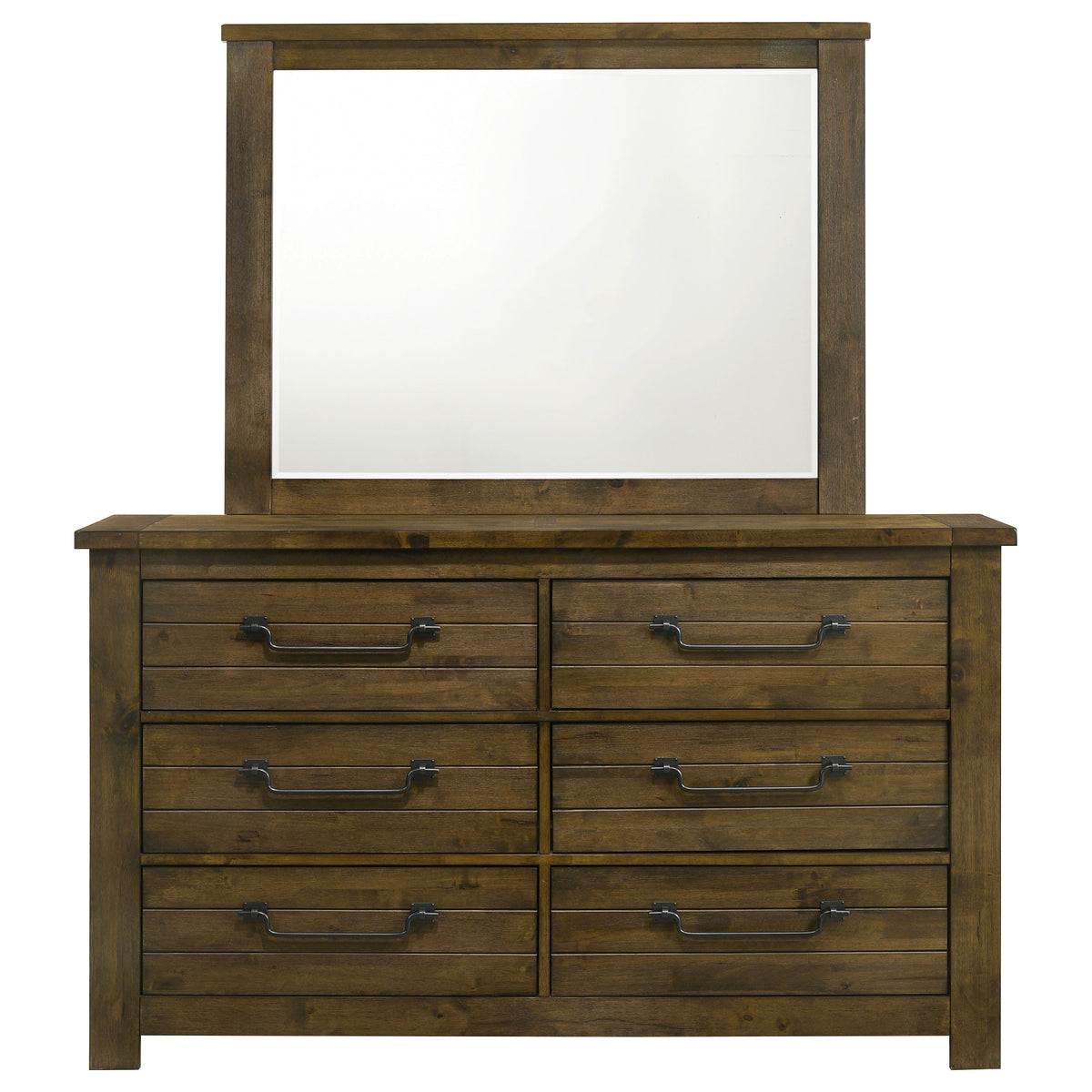 Doherty 6-drawer Dresser with Mirror Rustic Golden Brown