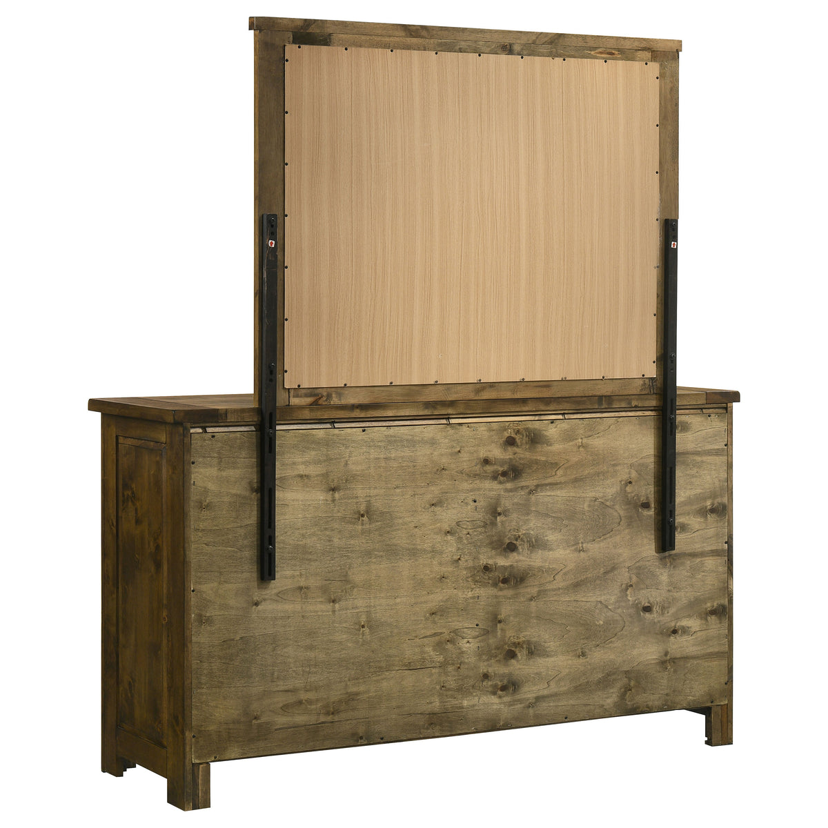 Doherty 6-drawer Dresser with Mirror Rustic Golden Brown