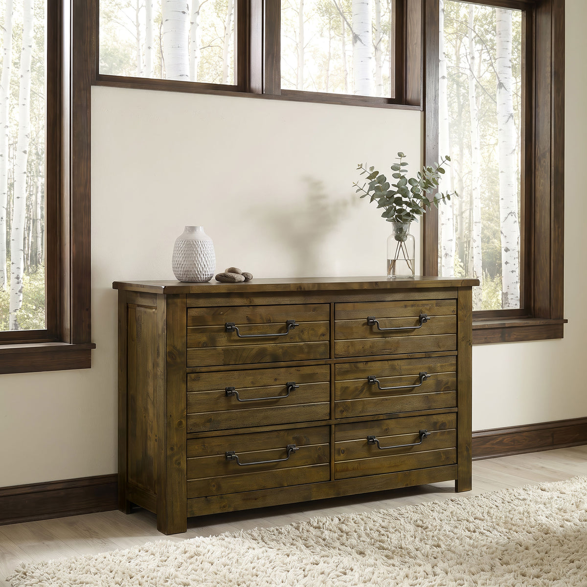 Doherty 6-drawer Dresser Rustic Golden Brown