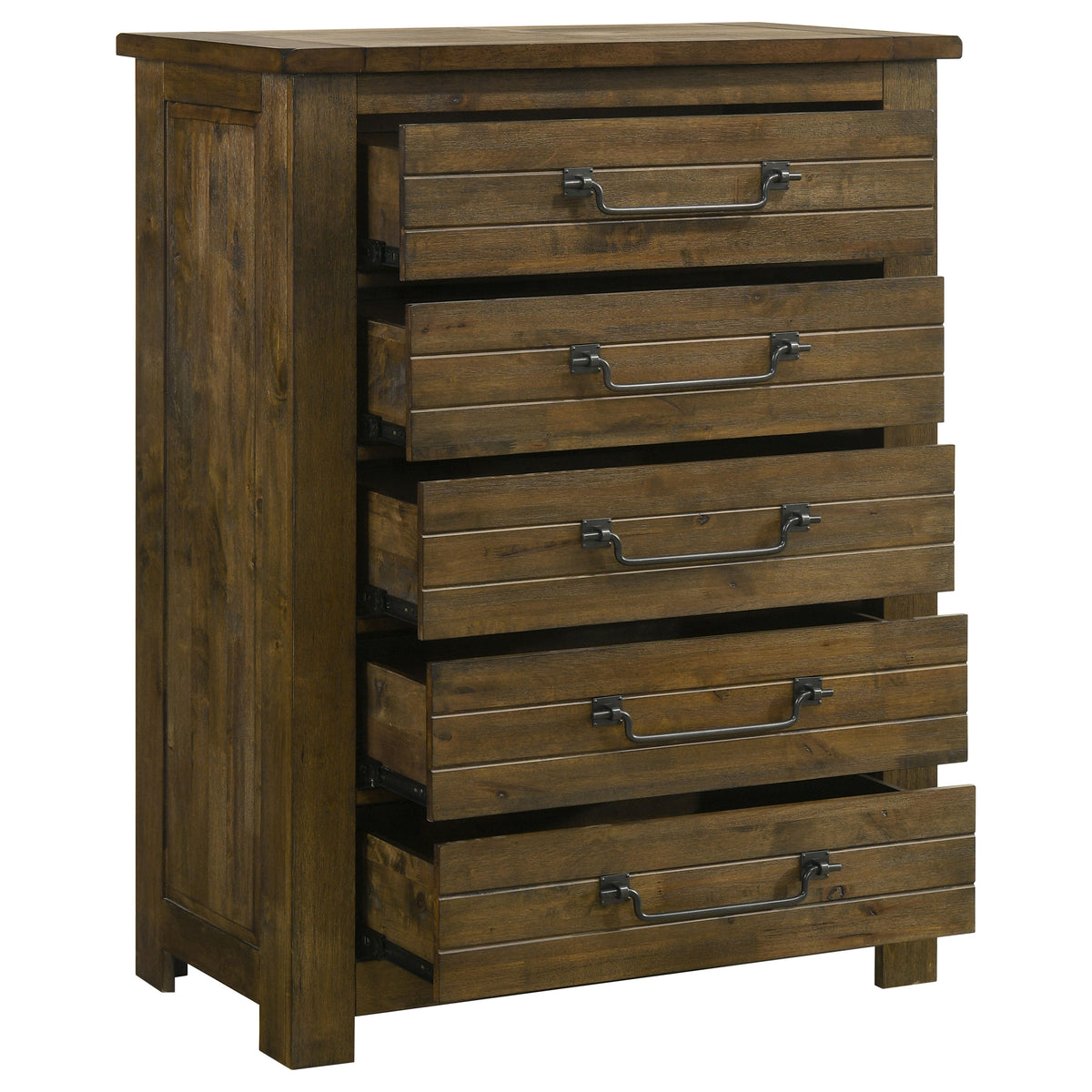 Doherty 5-drawer Bedroom Chest Rustic Golden Brown