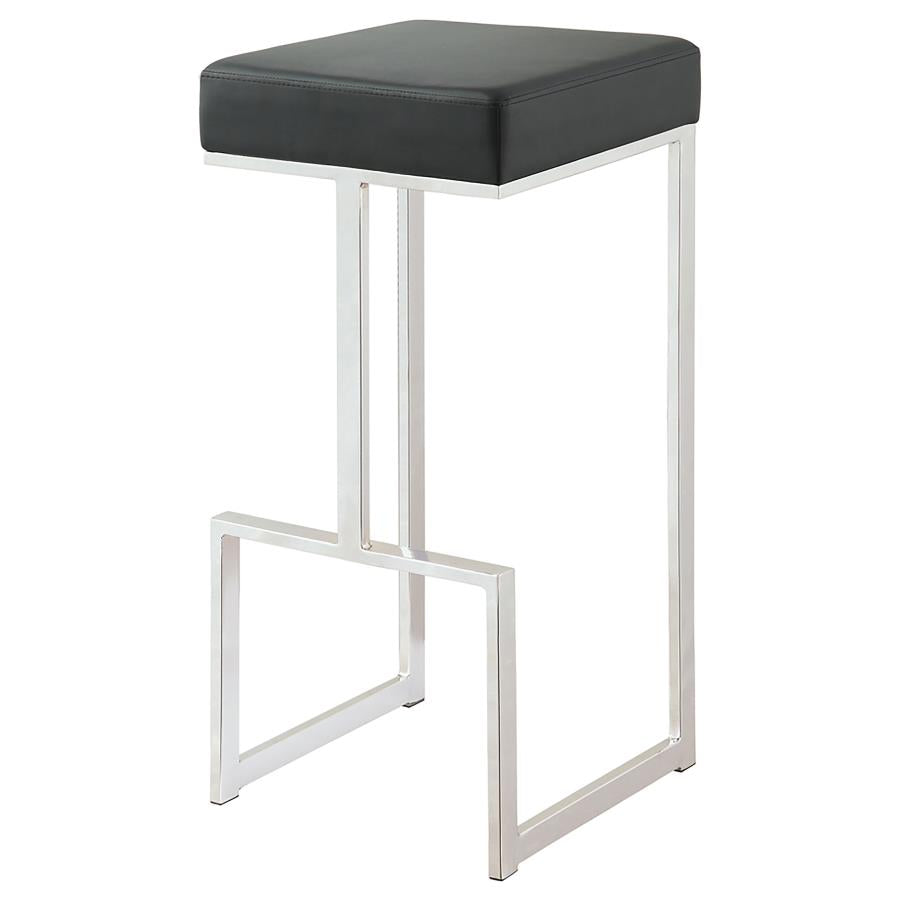 Gervase Square Bar Height Stool Black and Chrome