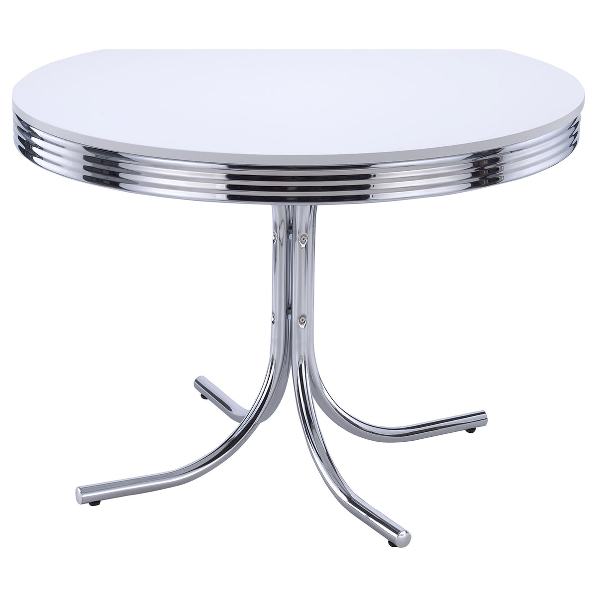 Retro 42-inch Round Dining Table White and Chrome