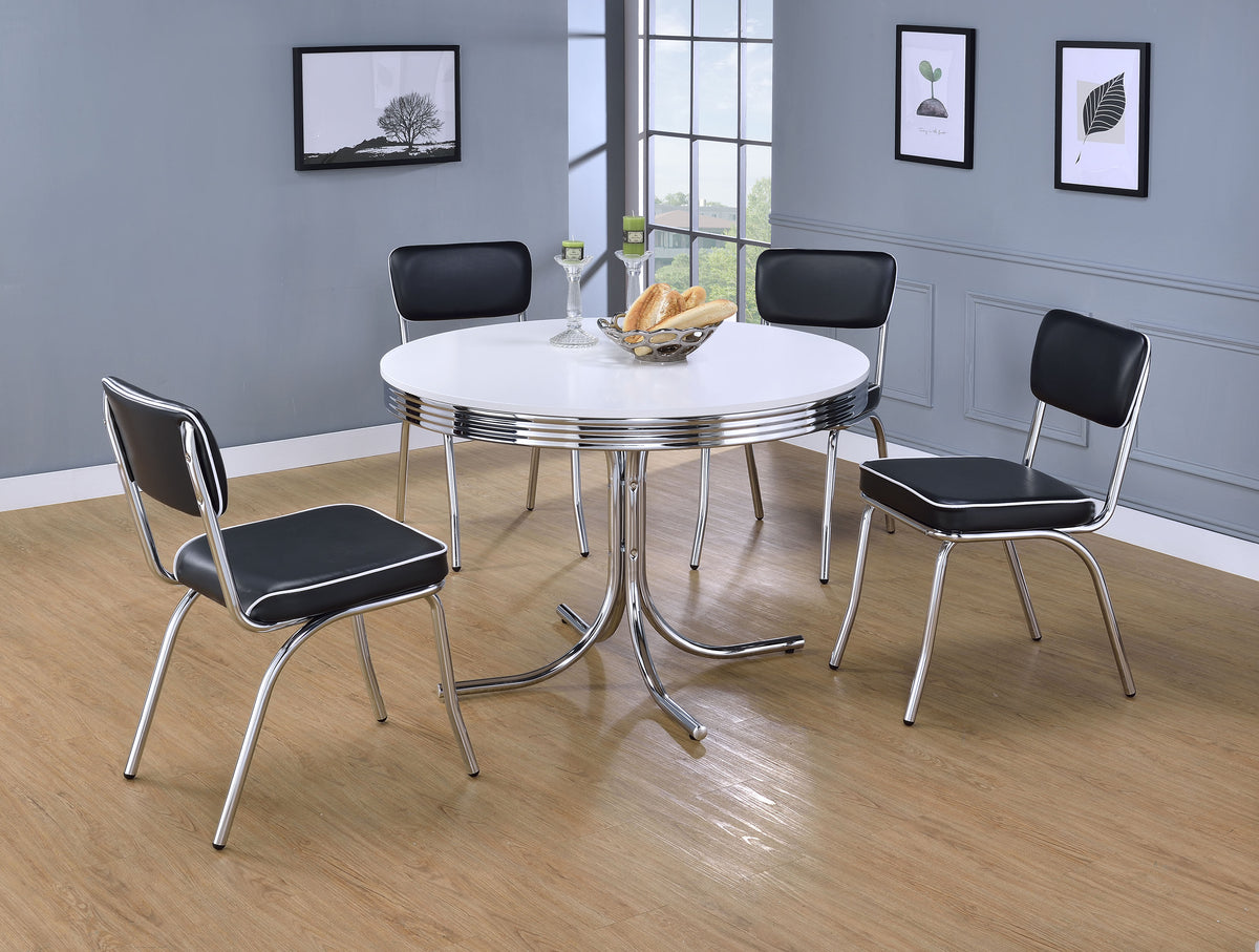 Retro 42-inch Round Dining Table White and Chrome