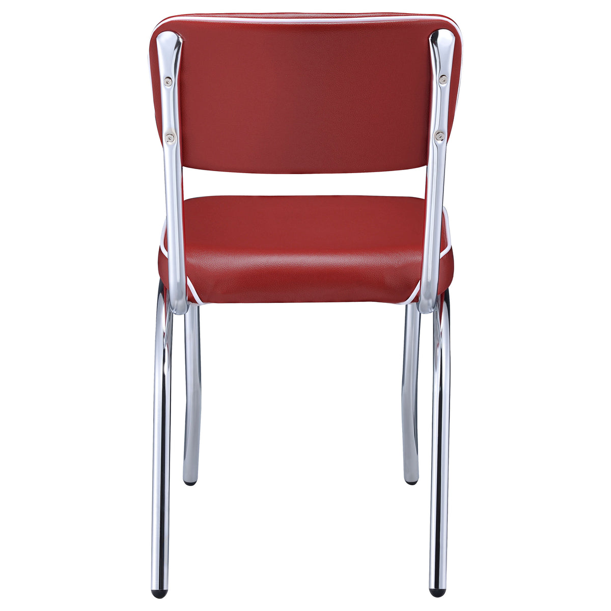 Retro Leatherette Upholstered Dining Side Chairs (Set of 2) Red and Chrome