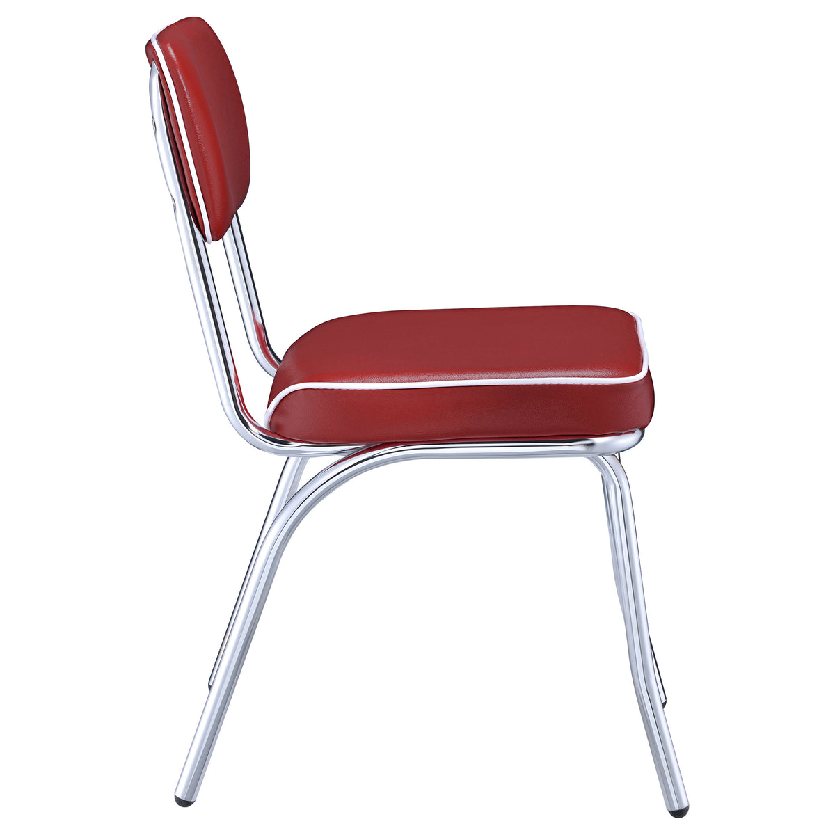 Retro Leatherette Upholstered Dining Side Chairs (Set of 2) Red and Chrome