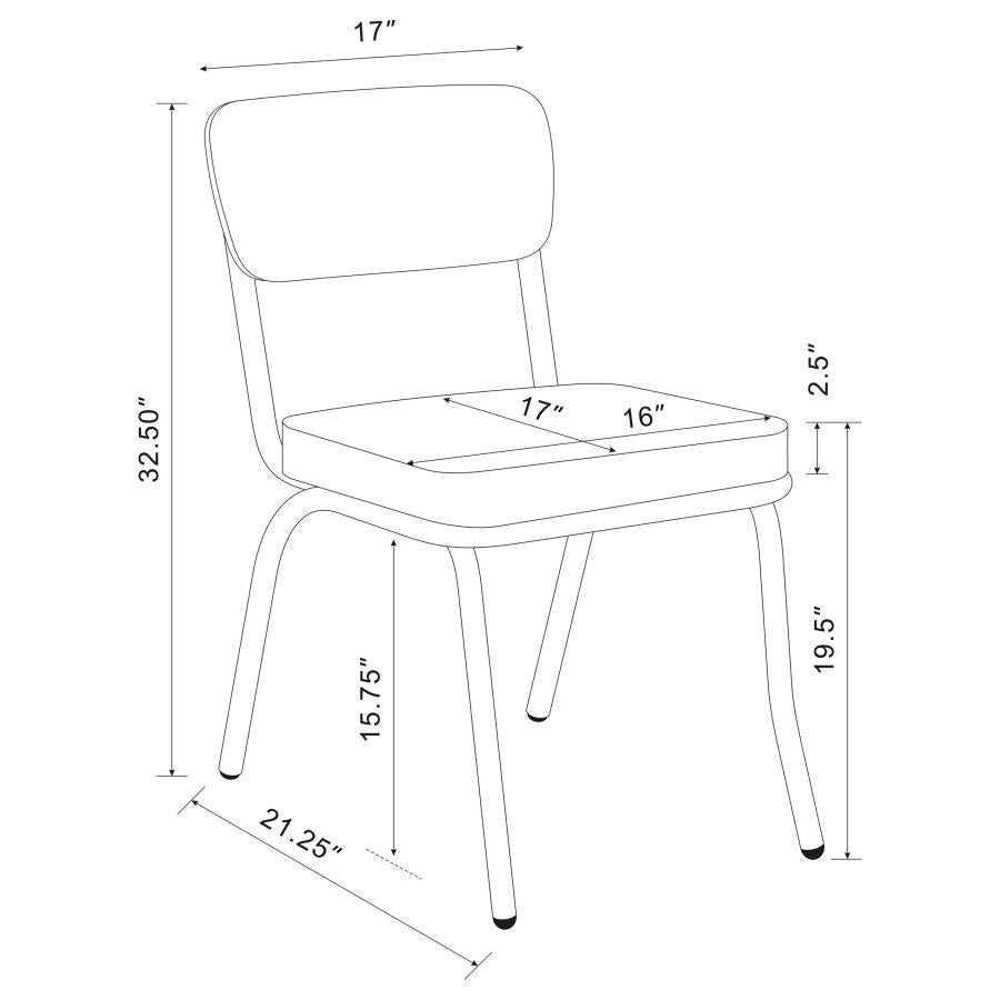 Retro Open Back Side Dining Chairs with Cushion Chrome and Red 2450R