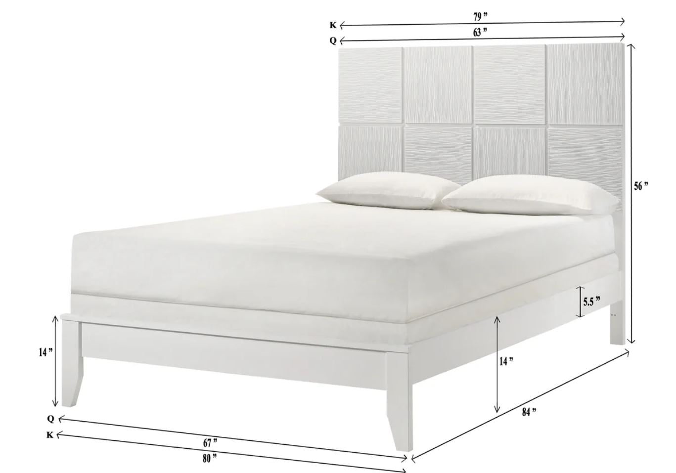 Denker Modern White Panel 5 Piece Queen Bedroom Set