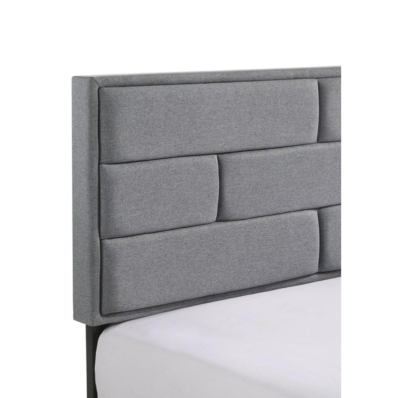 Flannery Full Contemporary Upholstered Low Profile platform Bed in Gray Finish