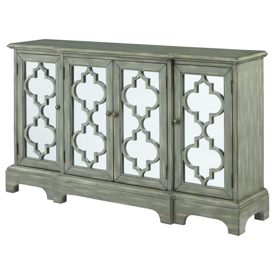 Erigeron Mirrored 4-door Accent Cabinet Grey and Bronze