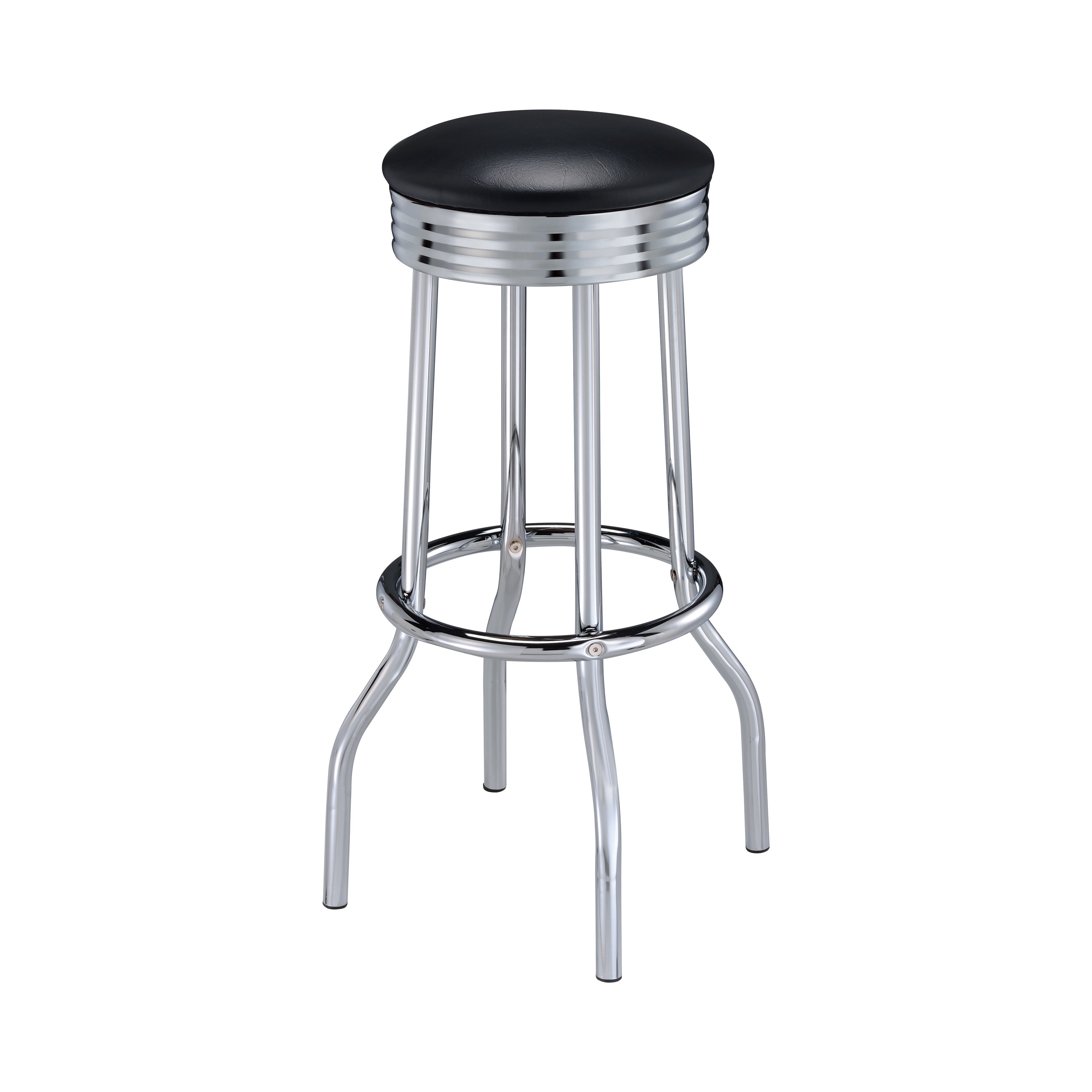 Theodore Upholstered Top Bar Stools Black and Chrome (Set of 2)