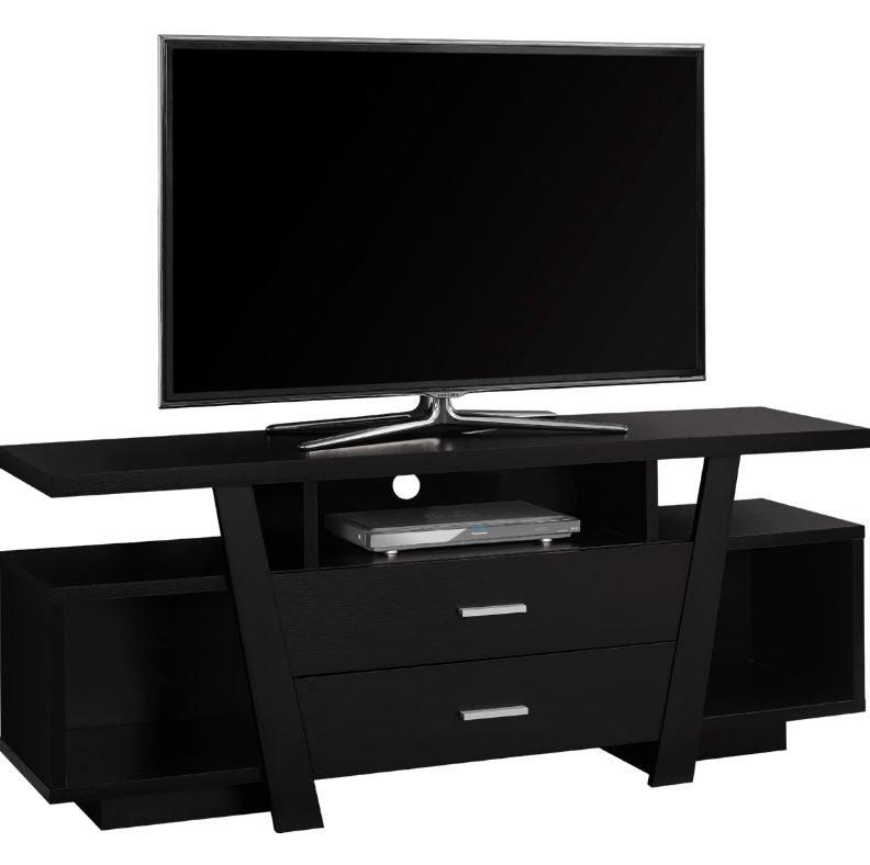 60" TV Stand with 2 Storage Drawers In Cappuccino