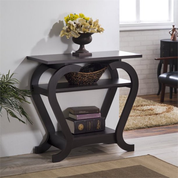 Maximo Modern Curved Console Table in Espresso