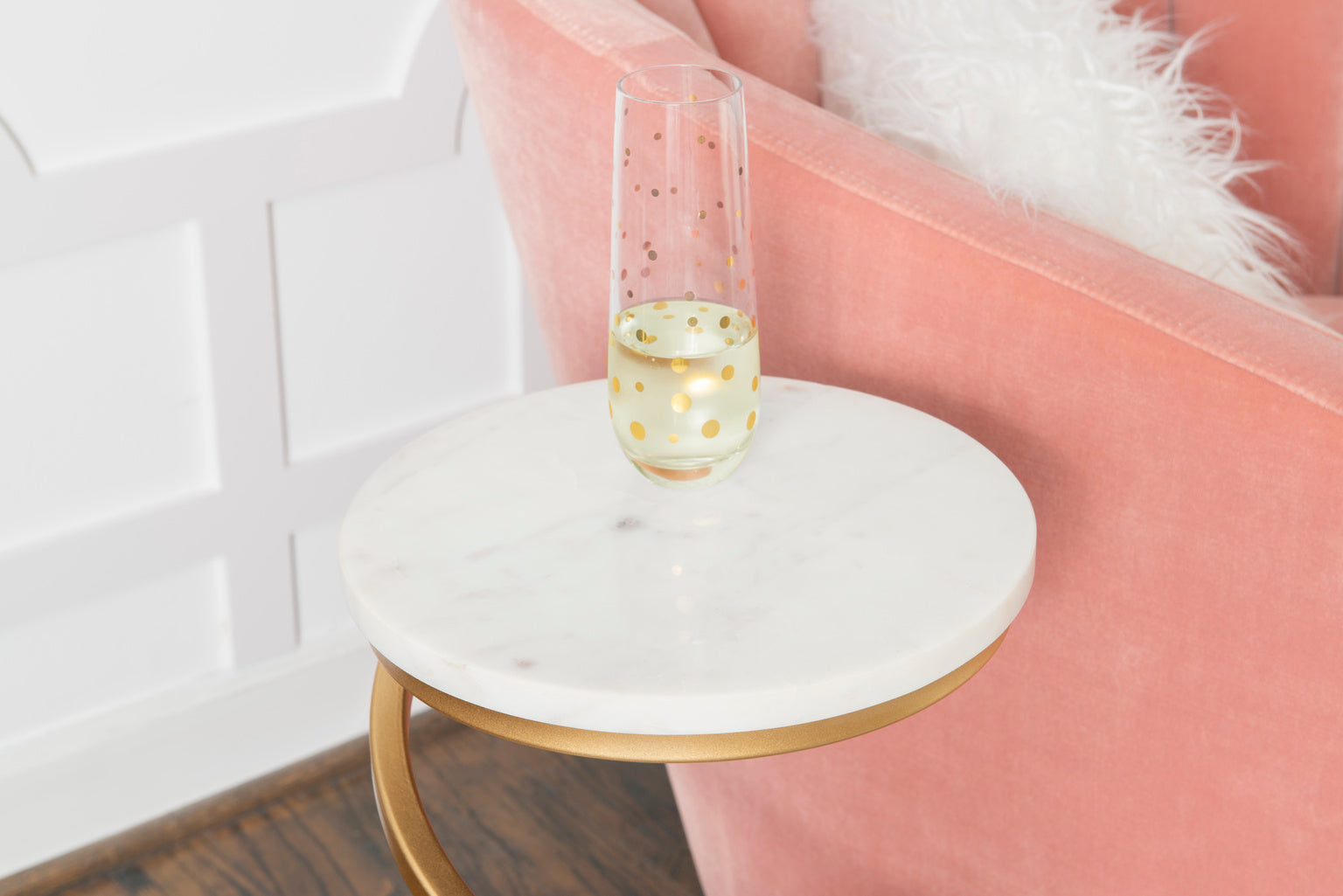 Contemporary White marble Spiral Accent Table