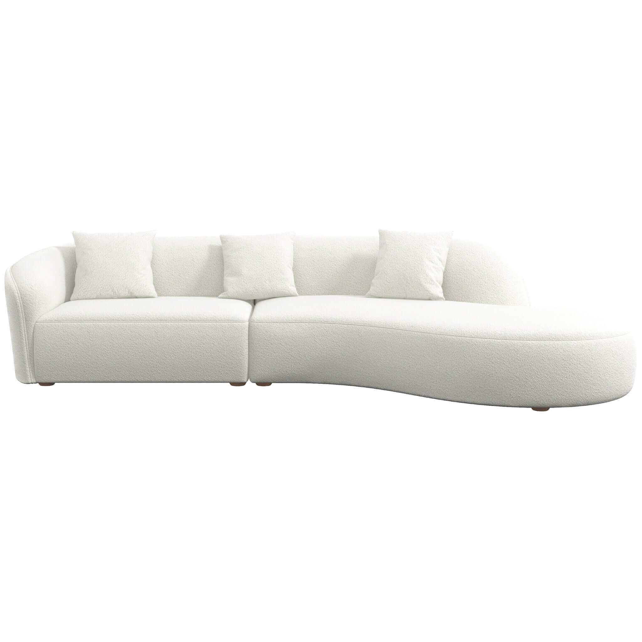 Noah Japandi Style Luxury Modern Boucle Fabric Curvy Couch in White