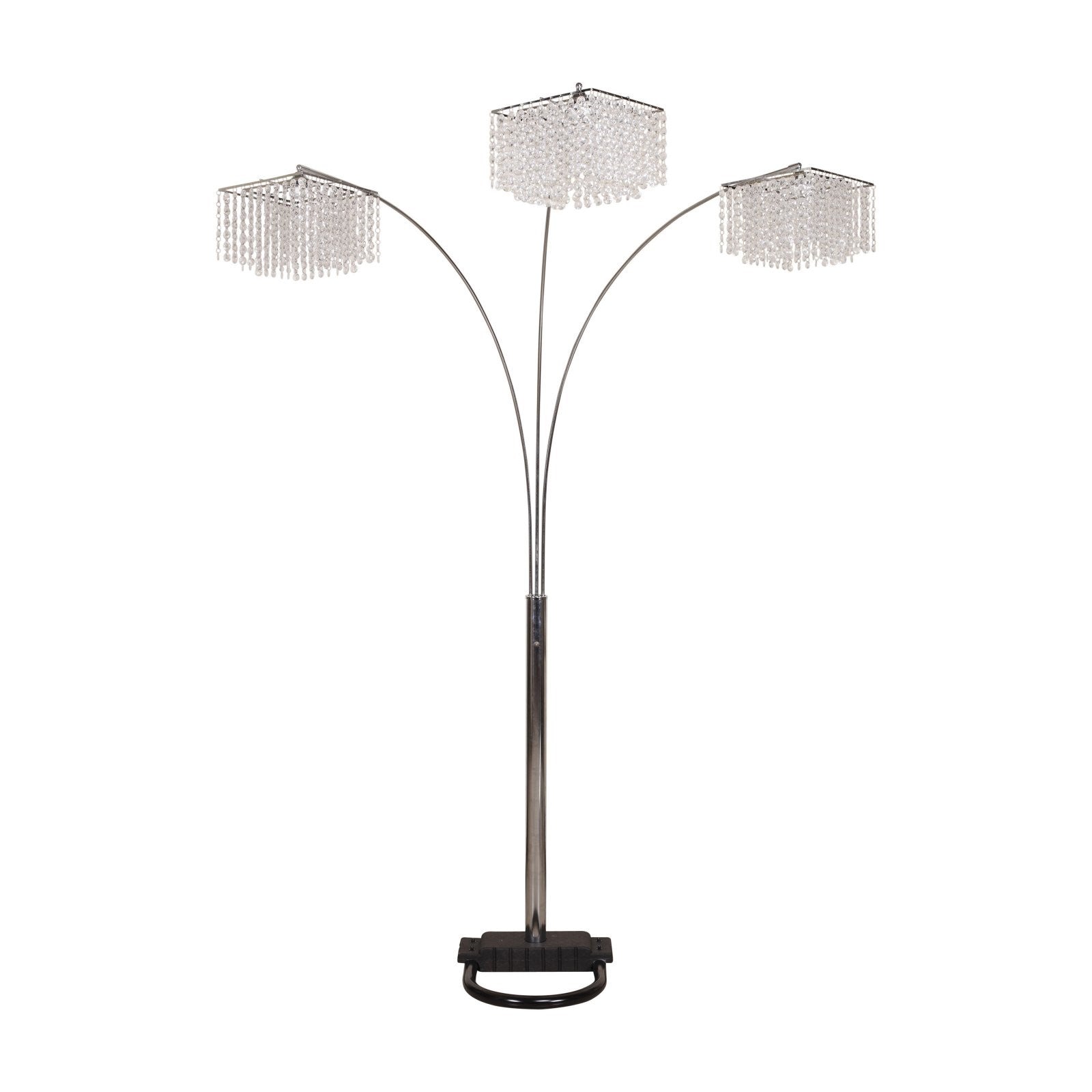 87 " H Hanging Crystal 3 Shade Arc Floor Lamp in Chrome