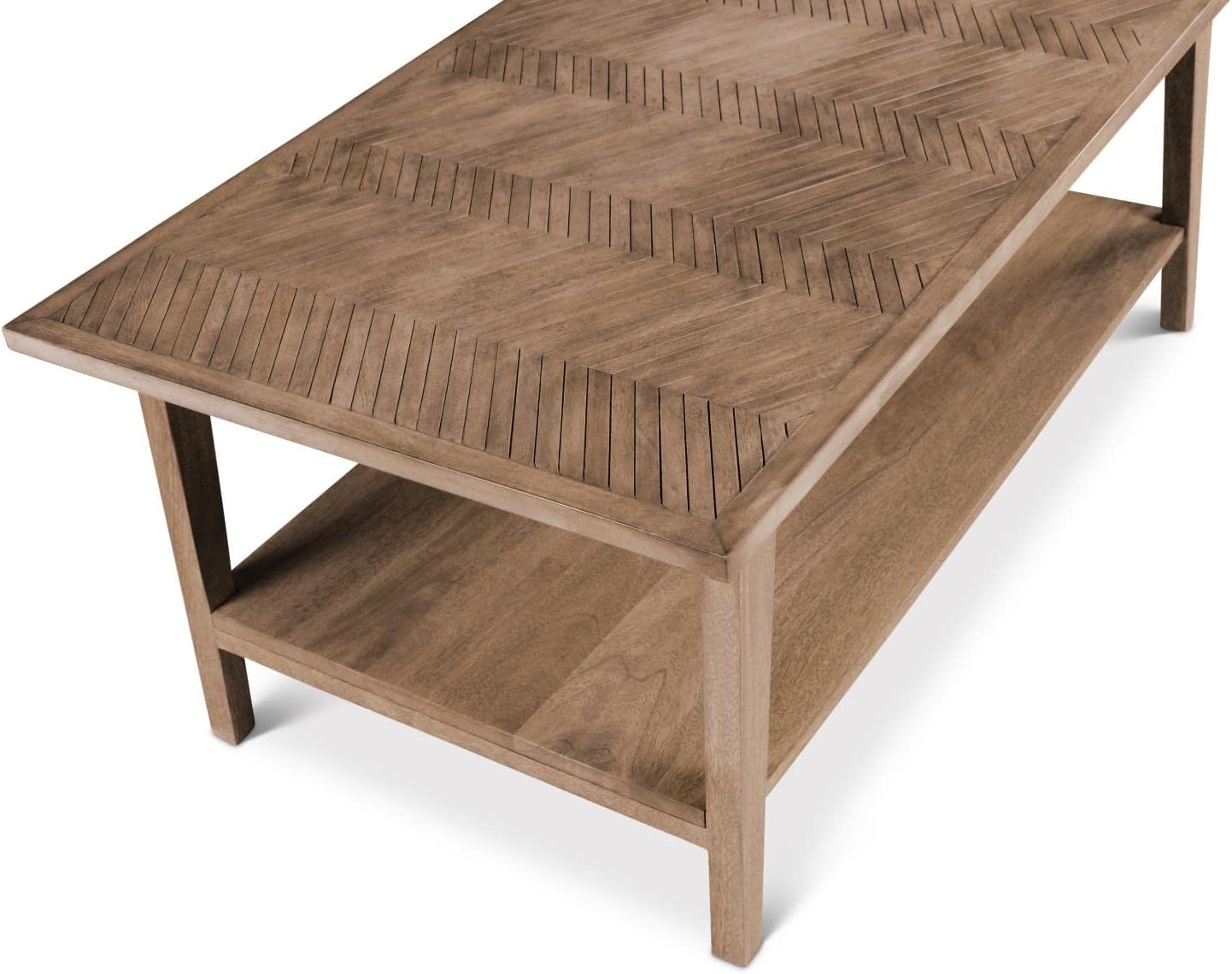 Milani Solid Wood Cocktail Coffee Table In Natural Mango Oak