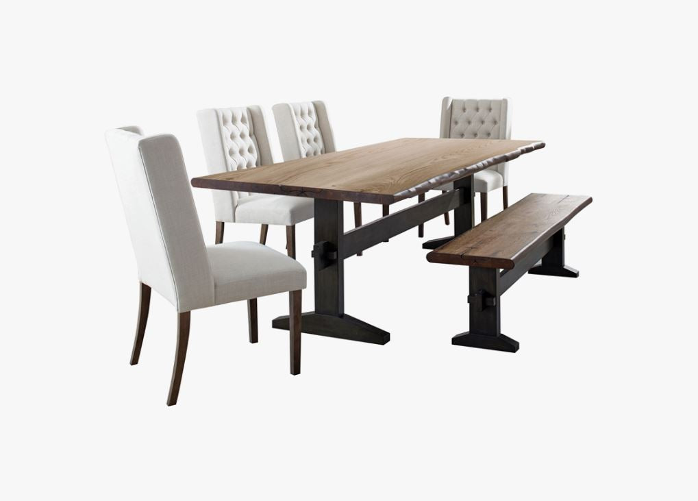 Bexley 6-Piece Rectangular Live Edge Dining Set Natural Honey and Espresso