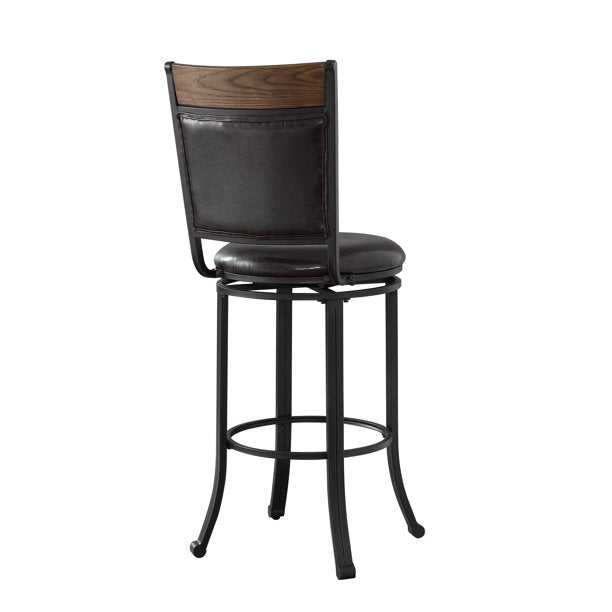 Powell Franklin Metal And Wood Swivel Bar Stool In Brown