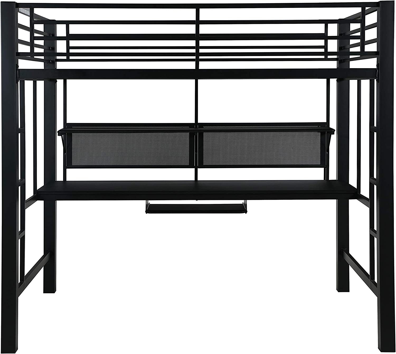 Avalon Metal Full Workstation Loft Bed Black