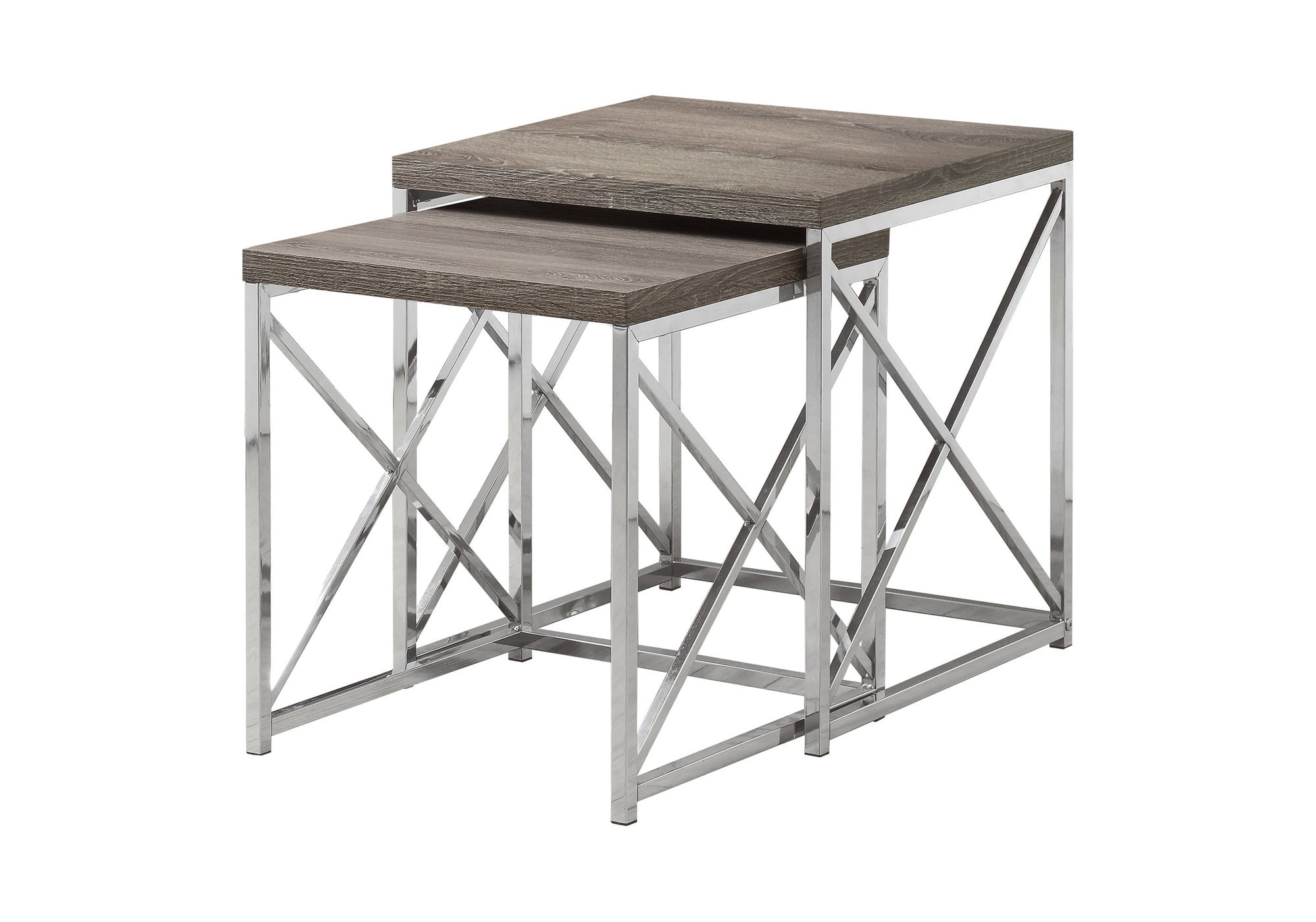 Dark Taupe X base 2 Pc Modern Nesting Table Set