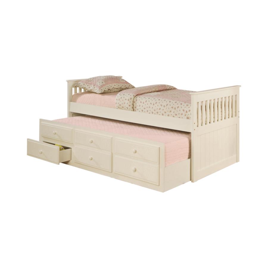 Twin Captain’s Bed With Storage Trundle White