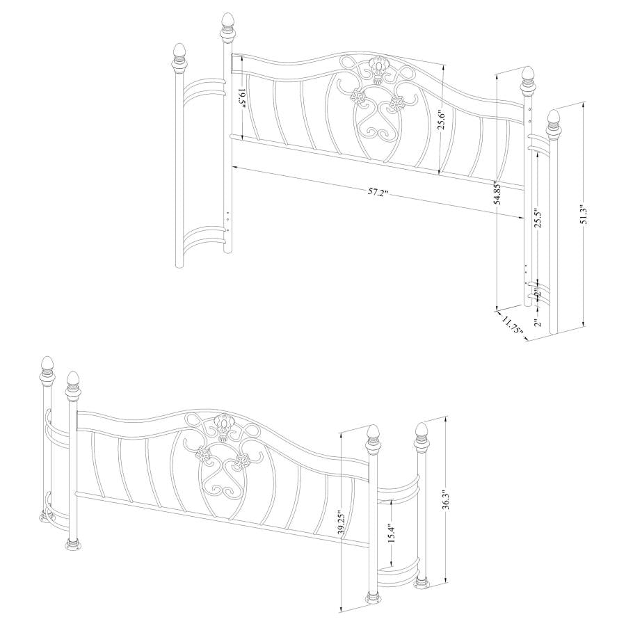 Sydney Queen Bed Headboard Footboard Antique Brushed Gold