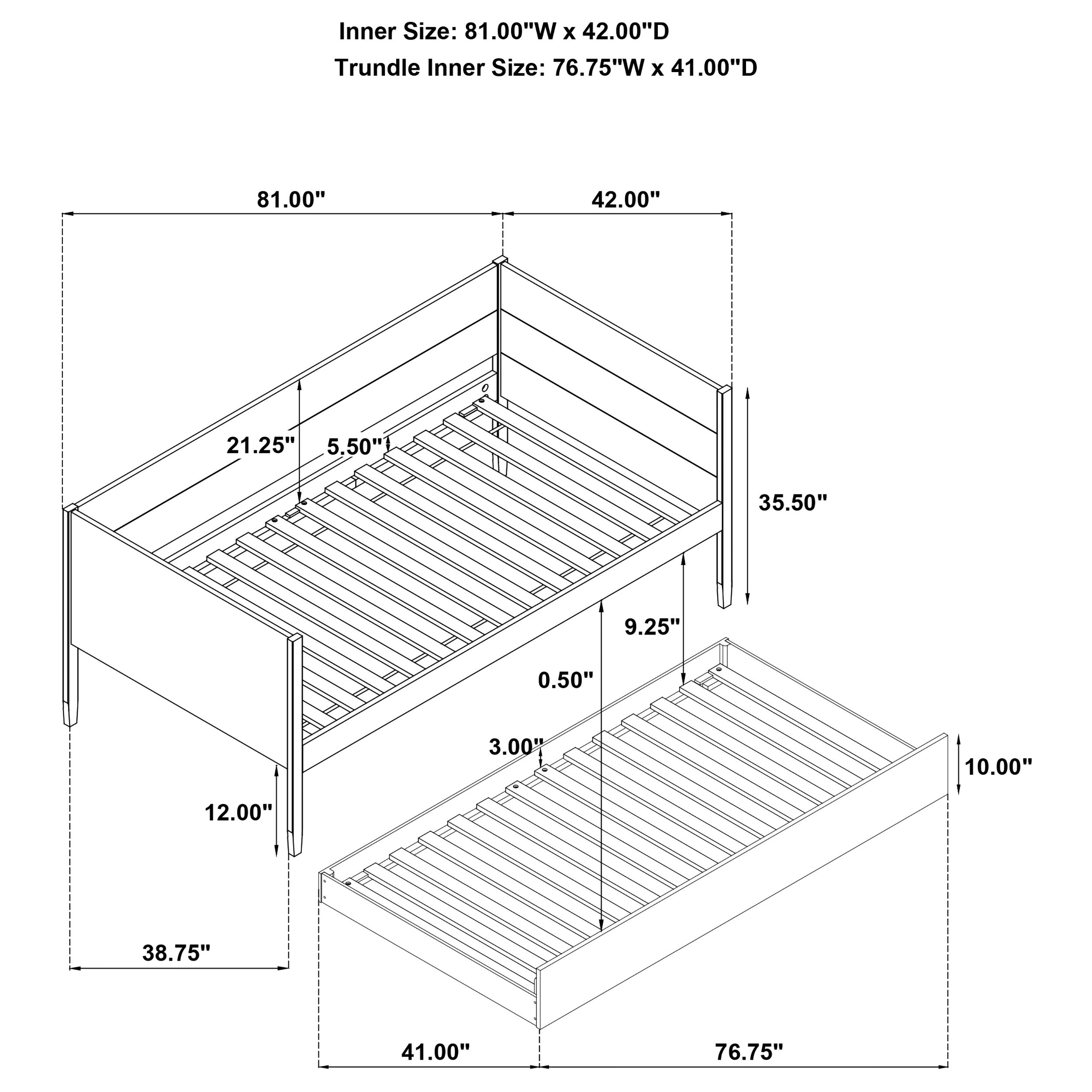 Calinda Wood Daybed with Trundle