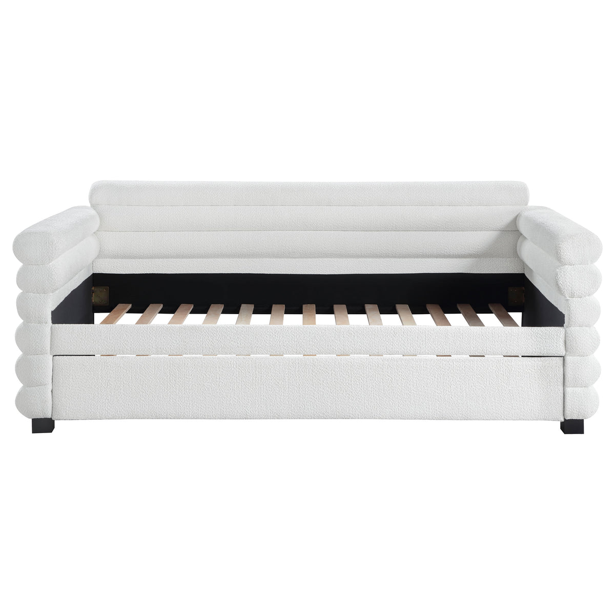 Patricia Boucle Upholstered Twin Daybed with Trundle White