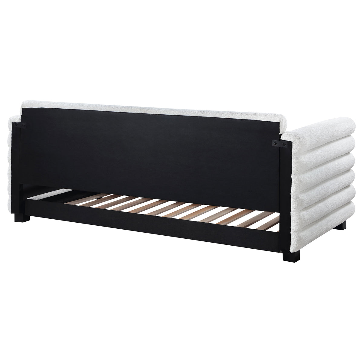 Patricia Boucle Upholstered Twin Daybed with Trundle White