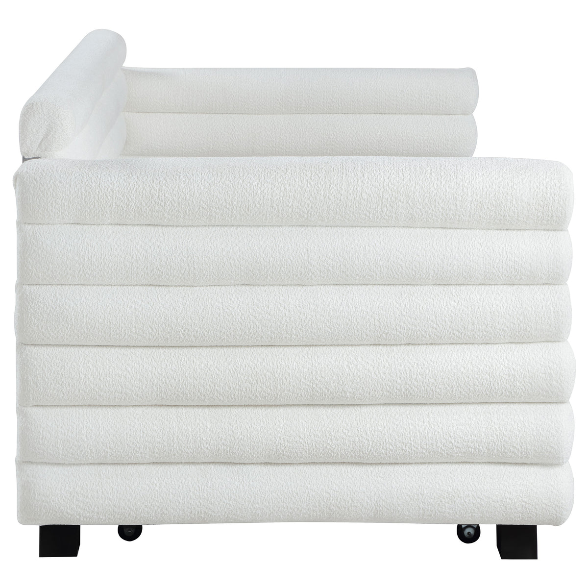 Patricia Boucle Upholstered Twin Daybed with Trundle White