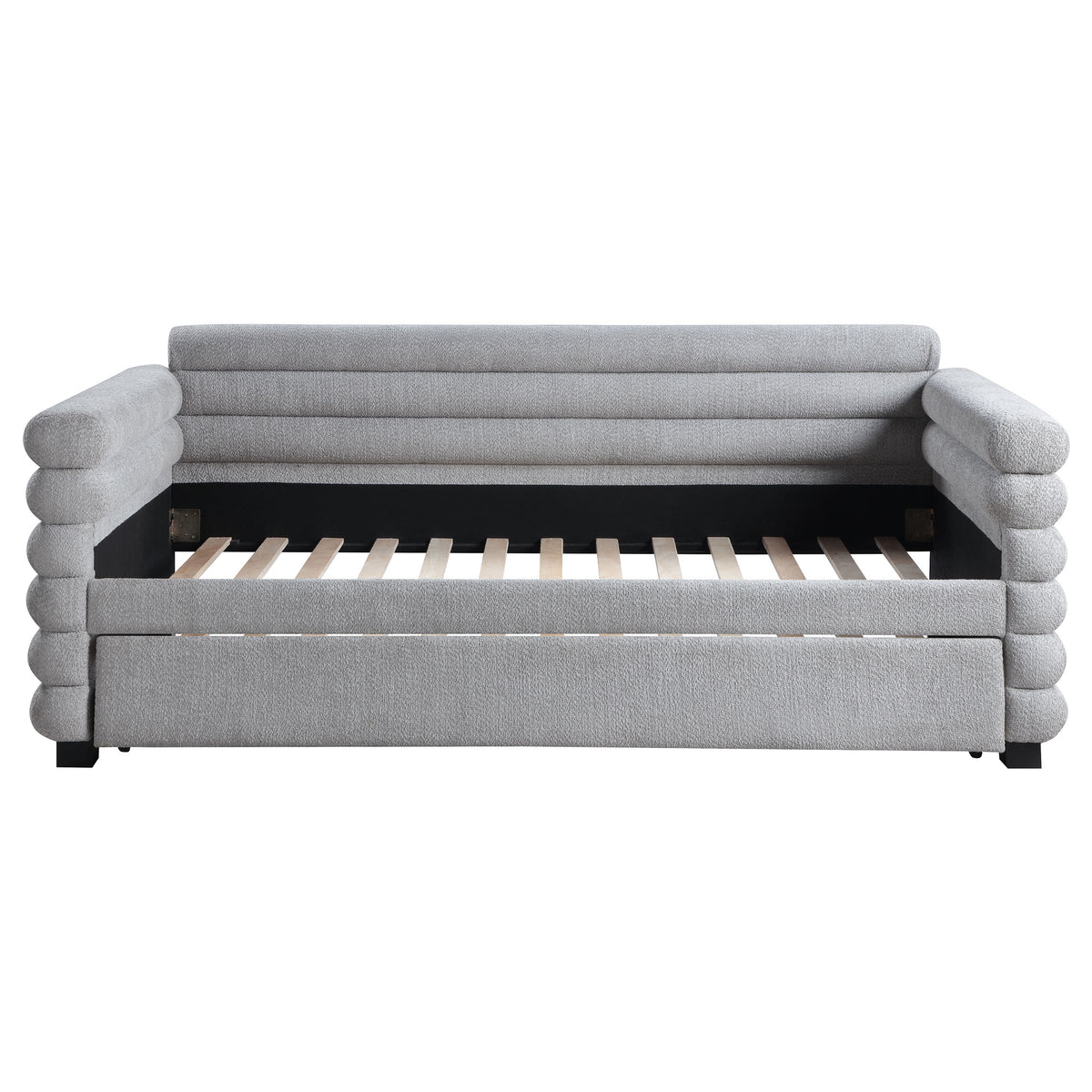 Patricia Boucle Upholstered Twin Daybed with Trundle Grey