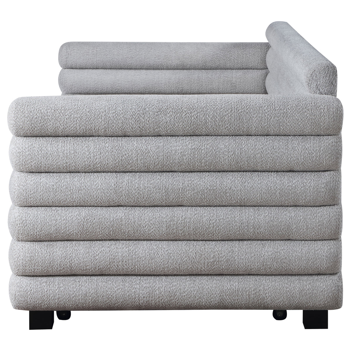 Patricia Boucle Upholstered Twin Daybed with Trundle Grey