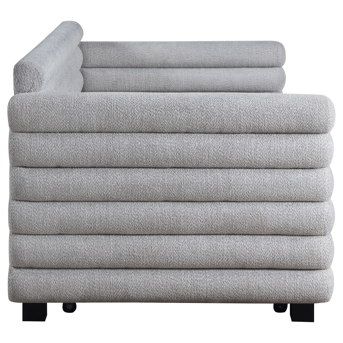 Patricia Boucle Upholstered Twin Daybed with Trundle Grey