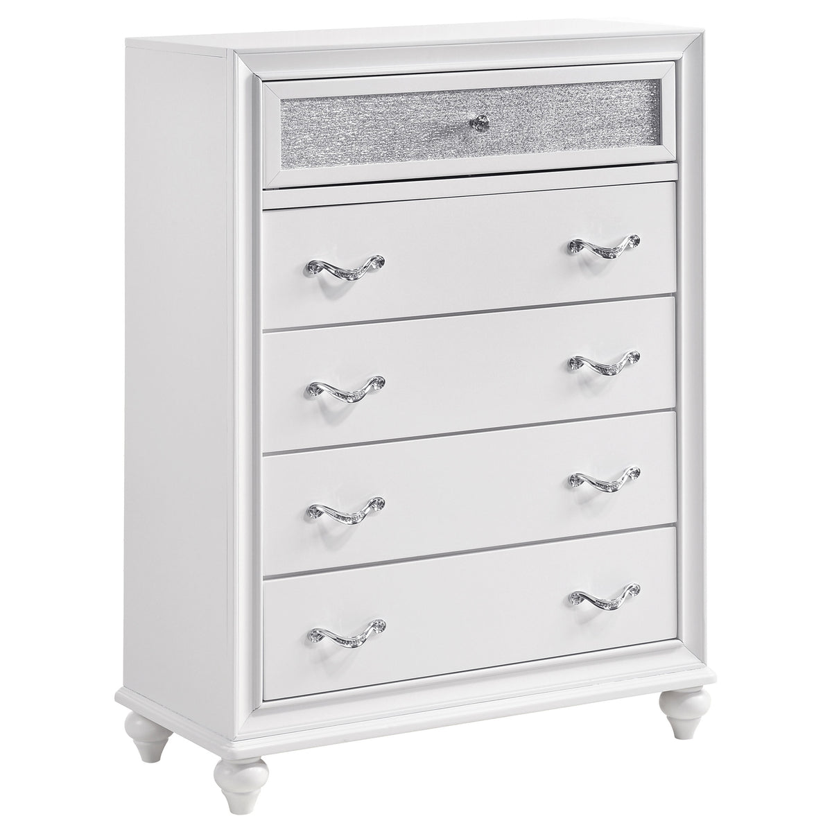 Barzini 5-piece Eastern King Bedroom Set with Velvet Wingback Bed White