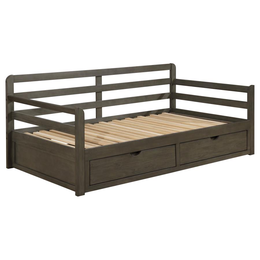 Sorrento 2-Drawer Twin Daybed With Extension Trundle Grey